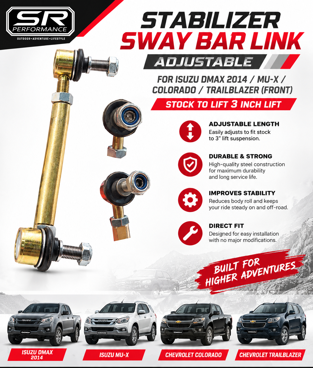 SWAY BAR LINK ADJUSTABLE (FRONT) DMAX 2014 / MUX / COLORADO / TRAILBLAZER